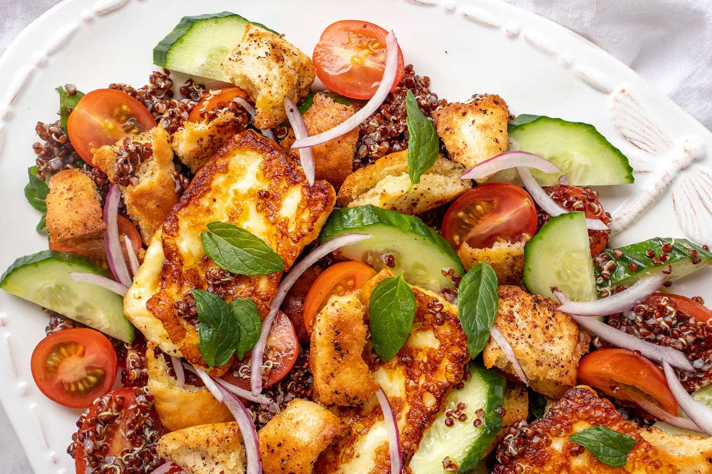 Halloumi Fattoush Quinoa Salad