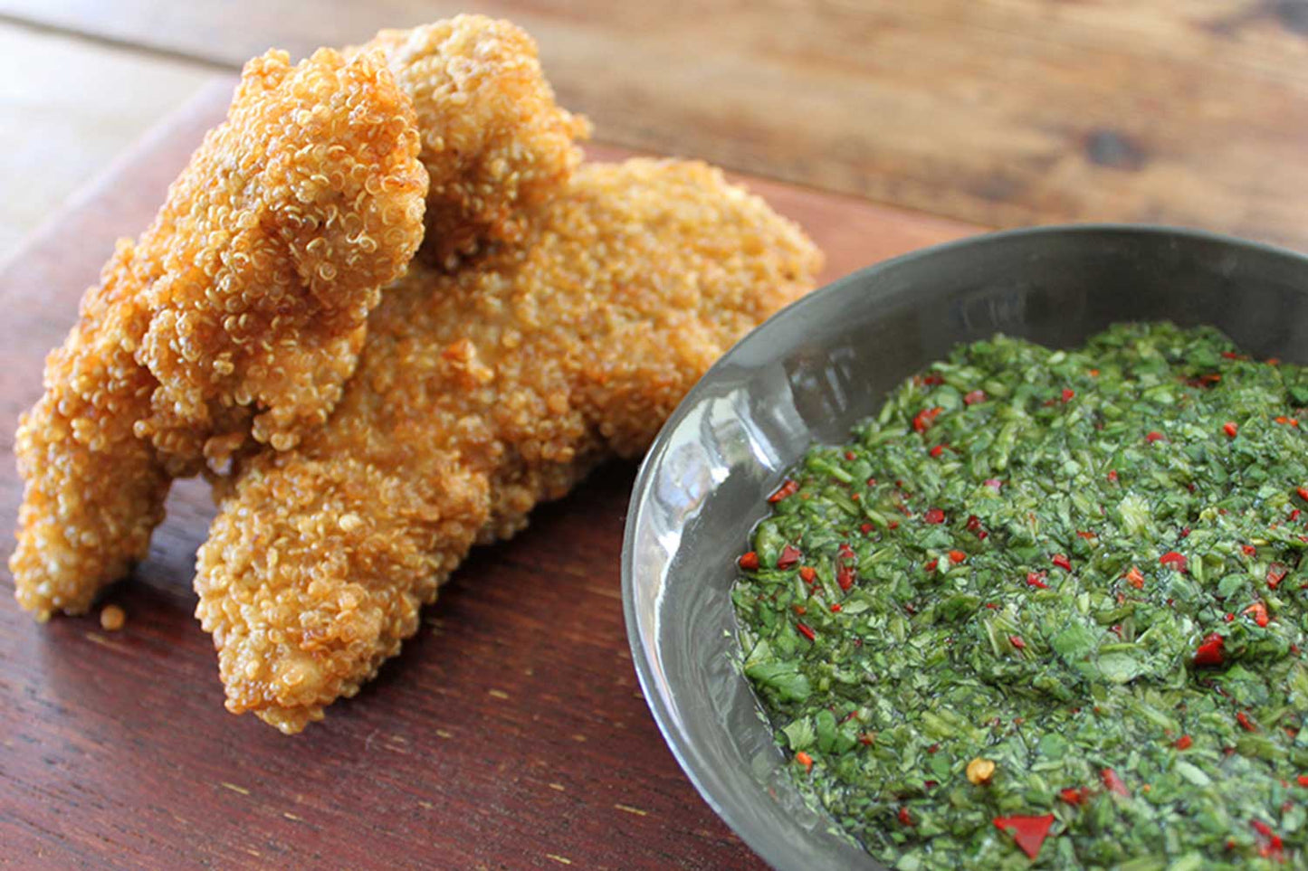 Quinoa Fried Chicken with Coriander Salsa (QFC)