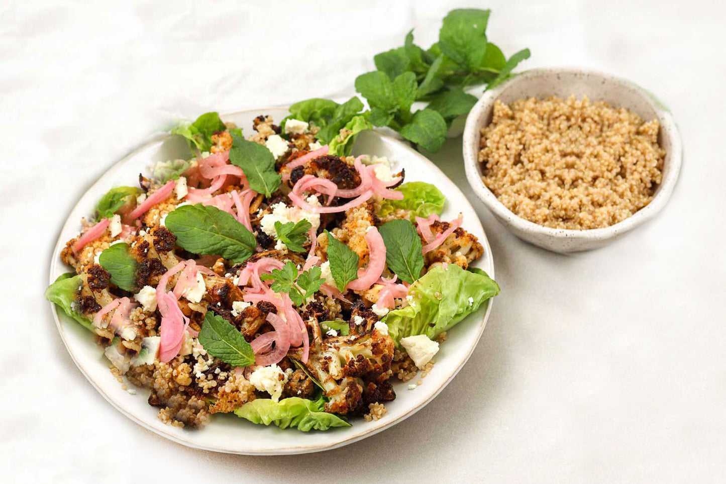 Roasted Cauliflower, Quinoa Salad with Za'atar and Pickled Onions